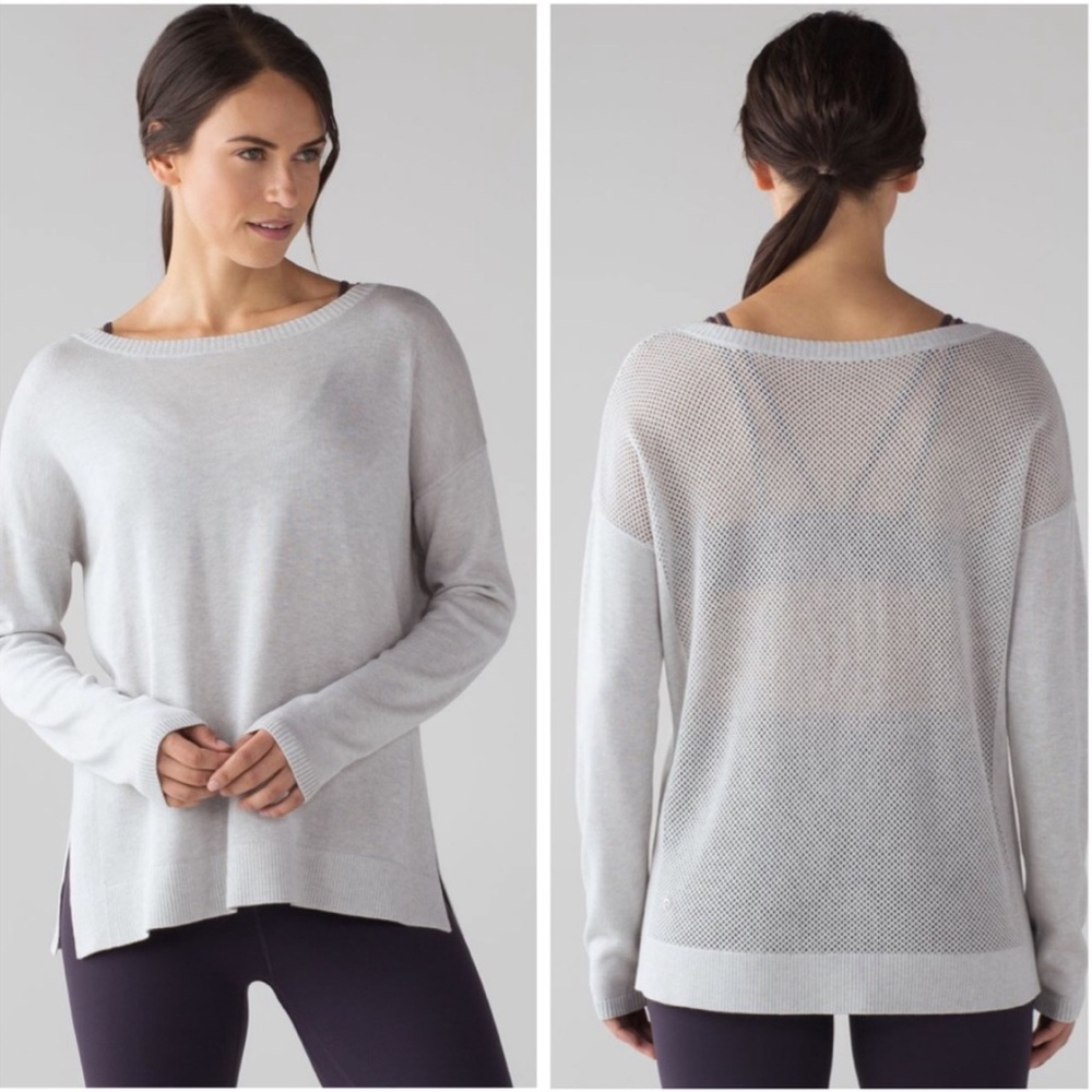 LULULEMON Well-Being Gray Perforated Back Sweater